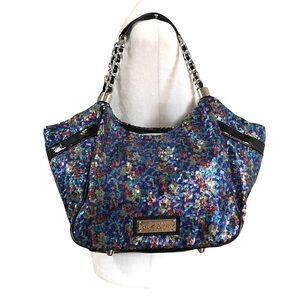 Betsey Johnson Sequin Large Shoulder Tote Slouchy Weekend Bag